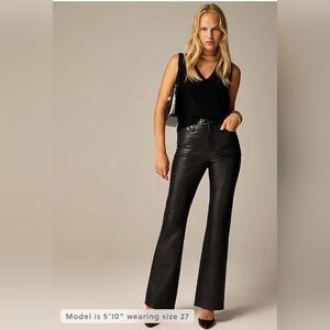 Nwt J. Crew High Rise Black Faux Leather Boot Cut Pants Size 32